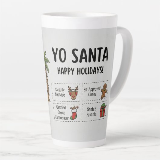 ヨーサンタ 面白い 夏 クリスマス ハッピーホリデー カフェラテマグ (右アングル)
