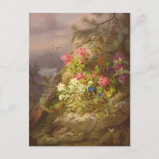 ヨーゼフ・ラウアー「花とカタツムリの静物」 ポストカード (正面)