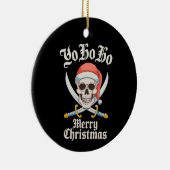 ヨーホホメリークリスマスパイレーツクリスマススカルホリデー セラミックオーナメント (右)