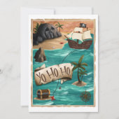 ヨーホホーパイレーツマップ子供の誕生日パーティの招待状 招待状 (正面)