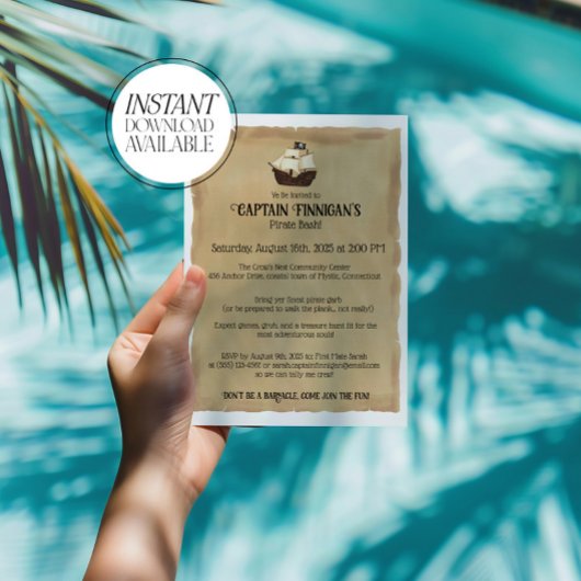 ヨーホホーパイレーツマップ子供の誕生日パーティの招待状 招待状