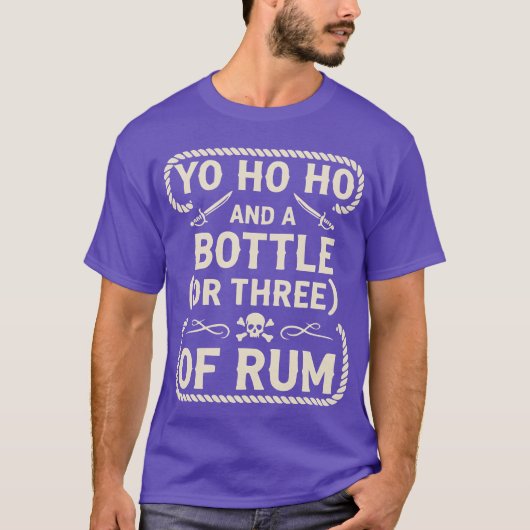 ヨーホーホーとラム酒の瓶 海賊の引用 ビンテージ Tシャツ (正面)