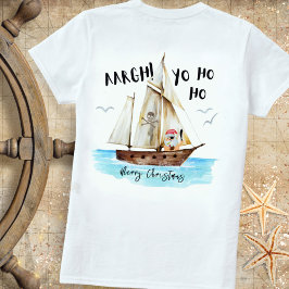 ヨーホーホー海賊サンタ船メリークリスマス Tシャツ