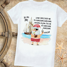 ヨーホーホー 海賊サンタの船 ラム酒 楽しいクリスマス Tシャツ