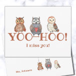 ヨーホー水の色のフクロウ私はあなた恋しく思の学校先生 ポストカード<br><div class="desc">Yoo-hoo Water Color Owls I 恋しく思 You School先生ハガキ – これらの甘いYoo-Hoo Owlsはあなたの学生（または愛する人！）を驚かせる準備ができている！実際のメールを取得することは、誰かがあなたを知らせるにはとても特別でおもしろいの方法であっ恋しく思て、彼らの考える存在である！社会不安の時期の若い先生に最適。</div>