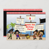 ヨーホー・パイレーツ&船の誕生日パーティーへの招待 招待状 (正面/裏面)