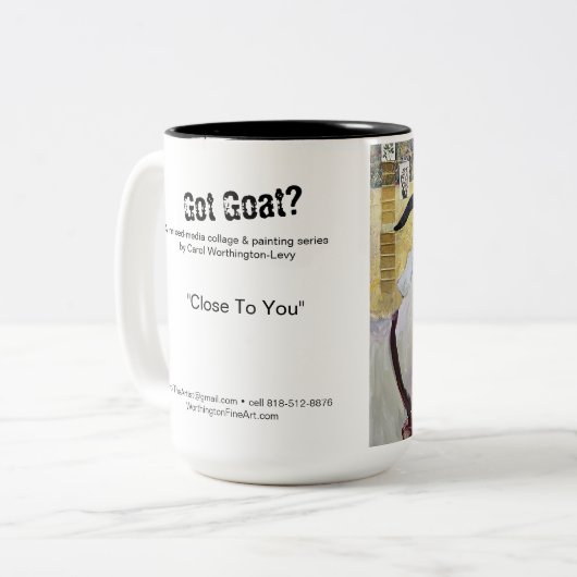 ヨーヤギのマグカップに近い – すべてのカップでヤギを愛する! ツートーンマグカップ (正面左)