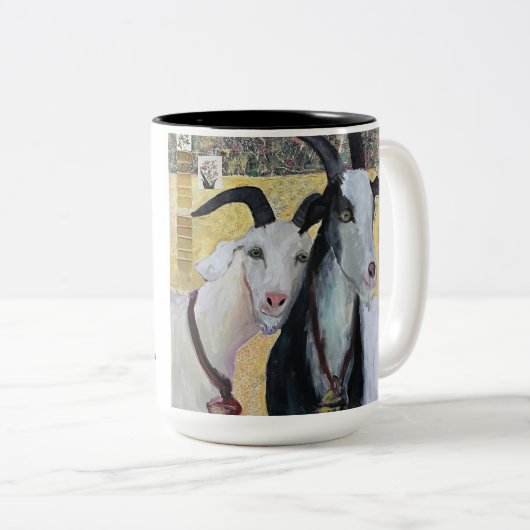 ヨーヤギのマグカップに近い – すべてのカップでヤギを愛する! ツートーンマグカップ (正面右)