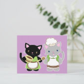 ヨーヨーとスーキネコベーキング猫ちゃん ポストカード (スタンド正面)