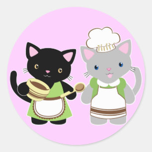 ヨーヨーとスーキネコベーキング猫ちゃん ラウンドシール