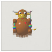 ヨーヨーの生地を持つかわいいヤク ファブリック (クローズアップ)
