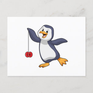 ヨーヨーを持つペンギン ポストカード