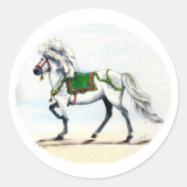 ヨール クリスマス アイスランドの馬 クラシックラウンドステッカー ラウンドシール