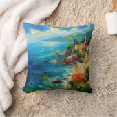 ヨーロイタリアンッパ海地中海の岸絵を描の クッション (ブランケット)