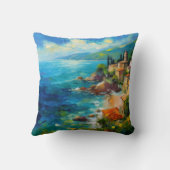 ヨーロイタリアンッパ海地中海の岸絵を描の クッション (裏面)