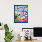 ヨーロッかわいらしプシティシーン ポスター (ホームオフィス)