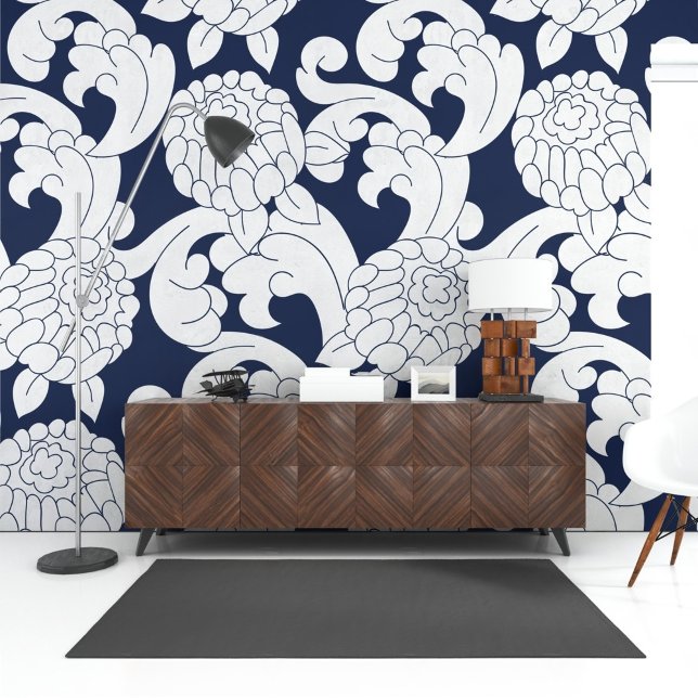 ヨーロックラシックパ白フローラモチーフ 壁紙 (クリエイターアップロード済み)