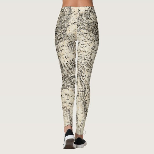 ヨーロッパおよびアジアのヴィンテージの地図 レギンス (裏面)