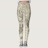 ヨーロッパおよびアジアのヴィンテージの地図 レギンス (正面)