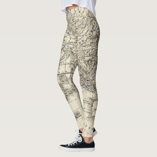 ヨーロッパおよびアジアのヴィンテージの地図 レギンス (左)