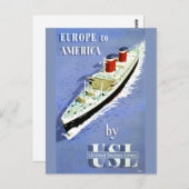 ヨーロッパからアメリカへのヴィンテージ旅行ポスター ポストカード (正面/裏面)
