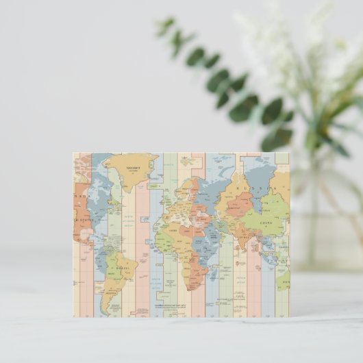 ヨーロッパとアフリカのワールドトラベラータイムゾーン ポストカード (スタンド正面)