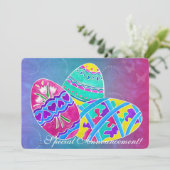 ヨーロッパのイースターフォークアート5x7パーティー飾卵 招待状 (スタンド正面)