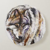 ヨーロッパのオオカミ ラウンドクッション (裏面)