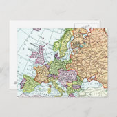 ヨーロッパのカラフルなパステルカラーのヴィンテージ地図 ポストカード