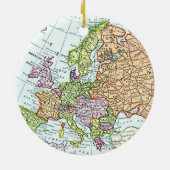 ヨーロッパのカラフルのパステルのヴィンテージの地図 セラミックオーナメント (裏面)