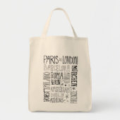 ヨーロッパのシックでモダンなタイポグラフィ都市ギフトの都市 トートバッグ (正面)