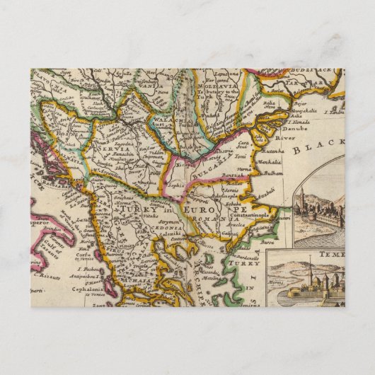 ヨーロッパのトルコの一般地図 ポストカード (正面)