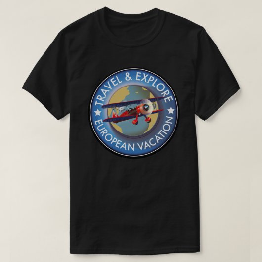 ヨーロッパのバケーションを旅して探索 Tシャツ (デザイン正面)