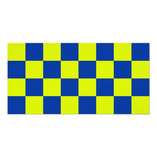 ヨーロッパのパトカーのスクエアカラー市松模様にパテット フォトプリント            (正面)