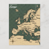 ヨーロッパのビンテージ旅行地図 ポストカード (正面)