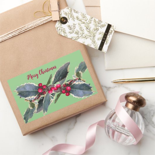 ヨーロッパのホリー顧客。緑のシール 長方形シール (ギフト)