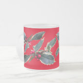 ヨーロッパのホリー顧客。赤い曇りガラスのマグカップ フロストグラスマグカップ (正面左)