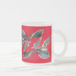 ヨーロッパのホリー顧客。赤い曇りガラスのマグカップ フロストグラスマグカップ