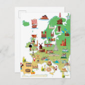 ヨーロッパのマンガの地図 ポストカード (正面/裏面)