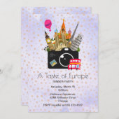 ヨーロッパのランドマークの味ヨーロッパパーティー 招待状 (正面/裏面)