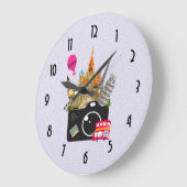 ヨーロッパのランドマーク旅行写真家 ラージ壁時計 (傾斜)