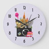 ヨーロッパのランドマーク旅行写真家 ラージ壁時計 (正面)