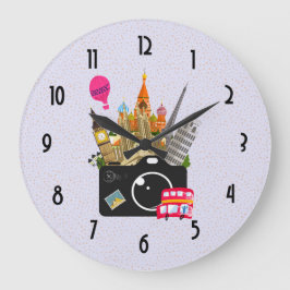 ヨーロッパのランドマーク旅行写真家 ラージ壁時計