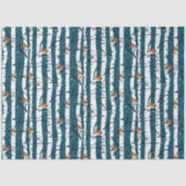 ヨーロッパのロビンズオンシルバー樺の木の雪の青 薄葉紙 (正面)