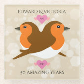 ヨーロッパのロビンズロベバード任意の年周年記念 ガラスコースター (正面)