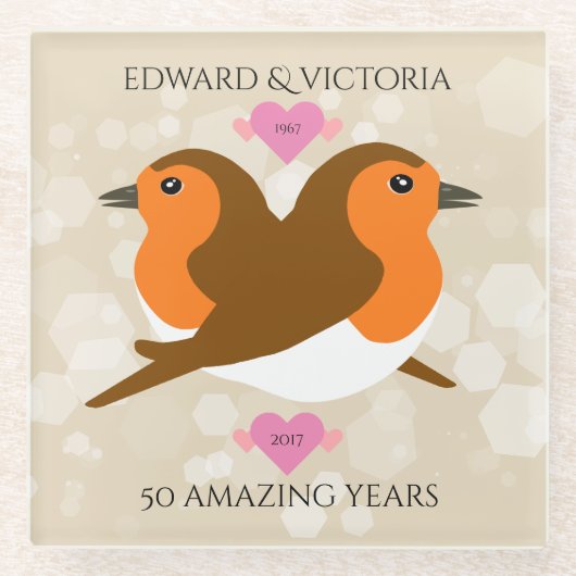 ヨーロッパのロビンズロベバード任意の年周年記念 ガラスコースター (正面)