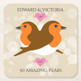 ヨーロッパのロビンズロベバード任意の年周年記念 スクエアペーパーコースター