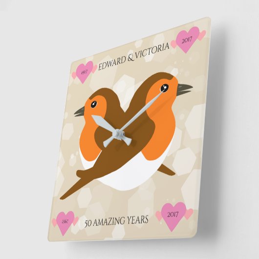 ヨーロッパのロビンズロベバード任意の年周年記念 スクエア壁時計 (傾斜)