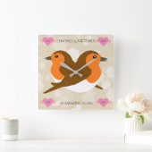 ヨーロッパのロビンズロベバード任意の年周年記念 スクエア壁時計 (ホーム)