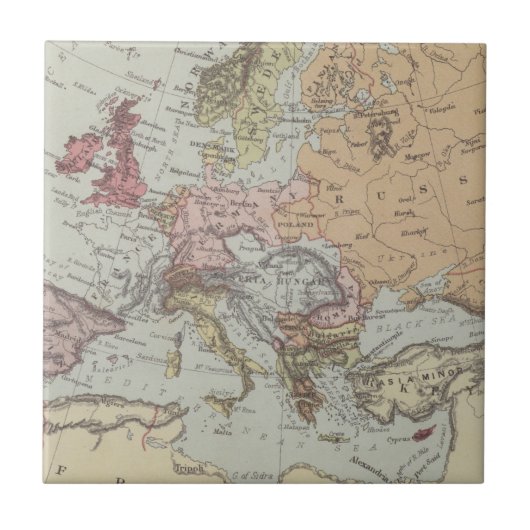 ヨーロッパのヴィンテージの地図 タイル (正面)